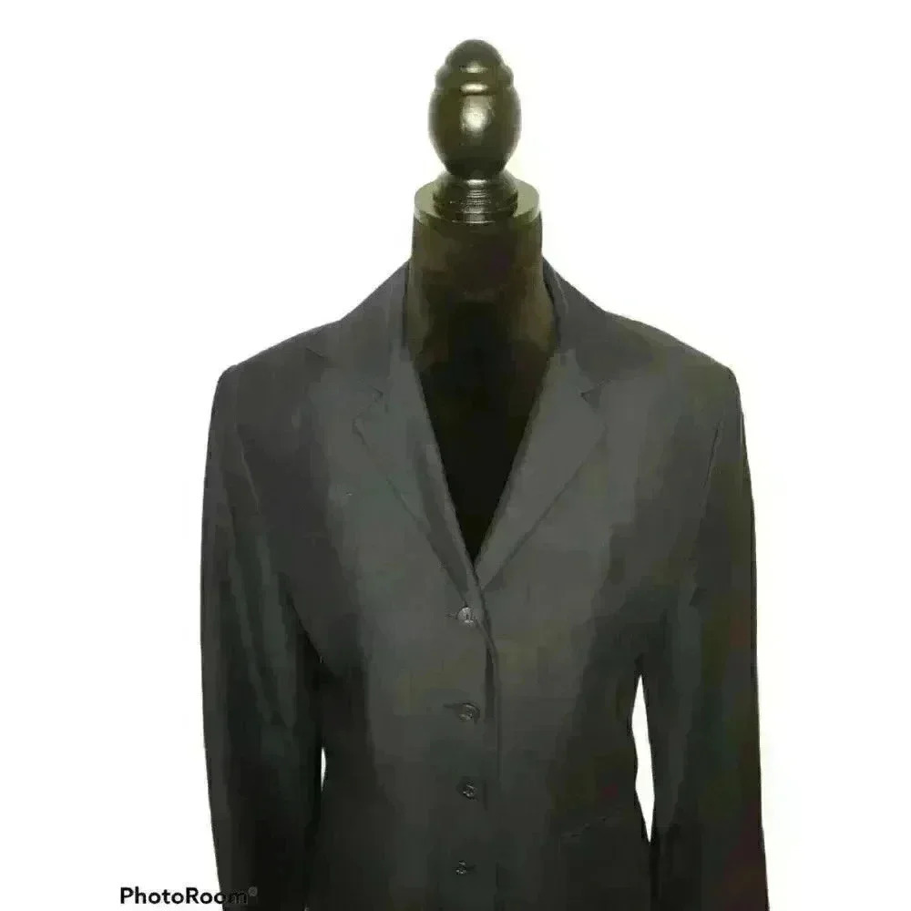 Drozdzik Bergdorf Goodman Navy Blue Linen Blazer - Picture 2 of 6